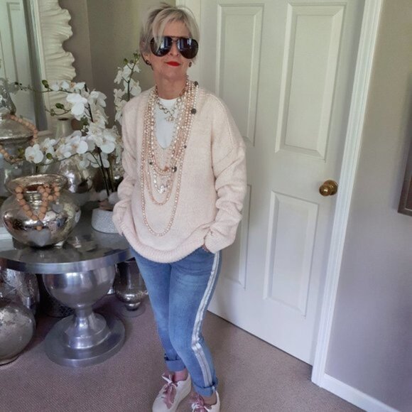 MICHAEL Michael Kors Sweaters - MICHAEL Michael Kors light pink V-neck sweater